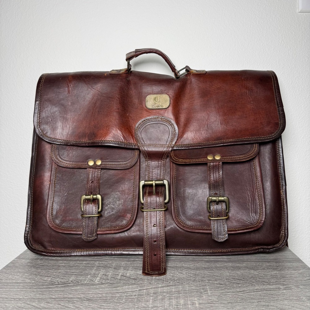 Cuero Vintage Leather Messenger Bag Briefcase Brown Satchel Laptop Shoulder Bag